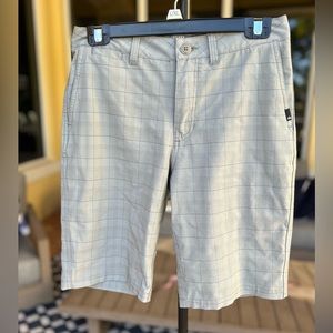 Quicksilver Amphibian Hybrid shorts size 28 grey black white plaid stripes